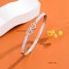 Cross-border trade bestseller wholesale bracelet, double-row zircon micro-inlaid with zircon double hearts, exuding a sense of high-end color retention and luxury Specification image